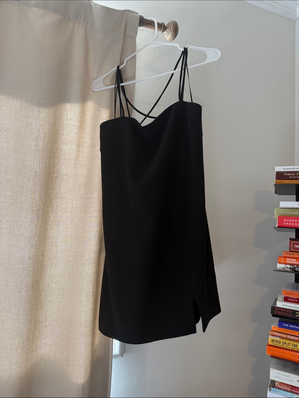 Zara Black Strappy Slip Dress Top with Crisscross Back